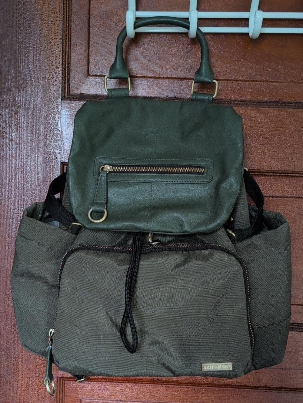 Skiphop Olive Green Convertible Diaper Backpack Tote